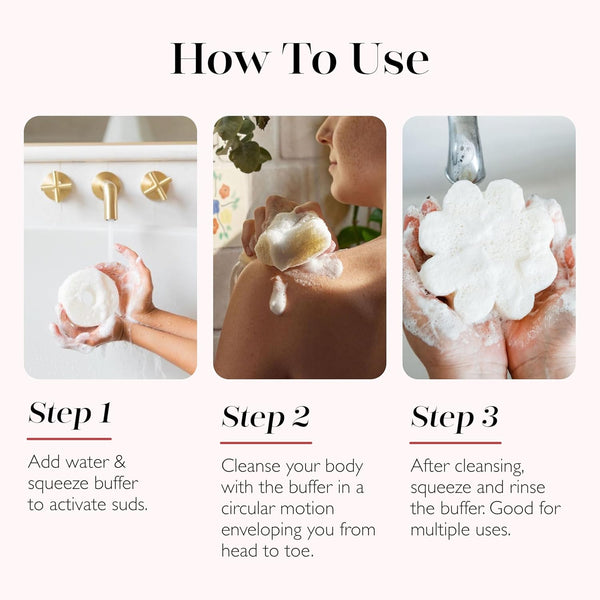 Spongelle Freesia Pear Spongette Loofah Body Scrubber | Bath & Shower Loofah for Women | Body Scrubber Exfoliator with Body Wash Infused Sponge |