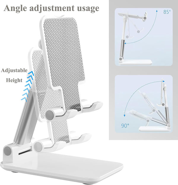 Meetuo 2 Pcs Cell Phone Stand for Desk, Adjustable & Foldable Phone Holder | Adjustable Angle Height, Fully Foldable&Portable, Compatible with