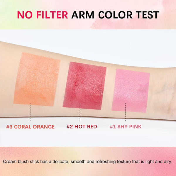 Multi-Use Makeup Blush Stick,Beauty Solid Moisturizer Stick,Waterproof Natural Nude Makeup,Tinted Solid Moisturizer Stick for Eyes Lips