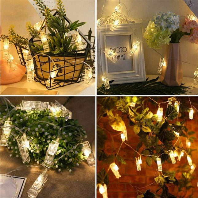 Dopheuor Photo Clip String Lights LED Fairy Clip String Lights Hanging Photo Pictures Battery Operated for Gifts Patio C