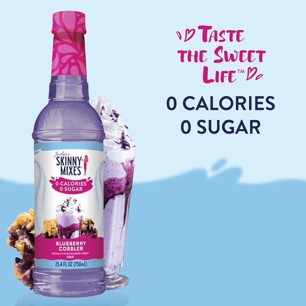 Jordan's Skinny Mixes Sugar Free Coffee Syrup, Blueberry Cobbler Coffee Flavoring Syrup, Zero Calorie Drink Mix for Lattes, Baking, Protein Shake