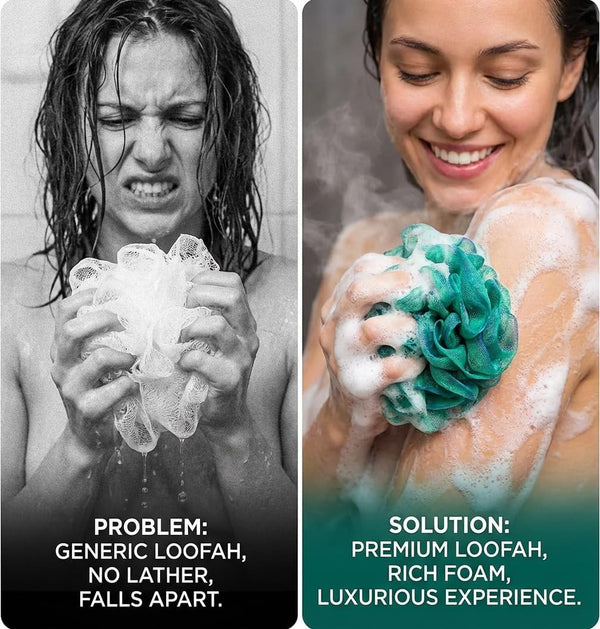 Bath Shower Loofah Sponge 60G Bath Mesh Pouf Shower Ball Body Scrubber Exfoliating Bath Sponge for Women and Men, Set of 4, Flower