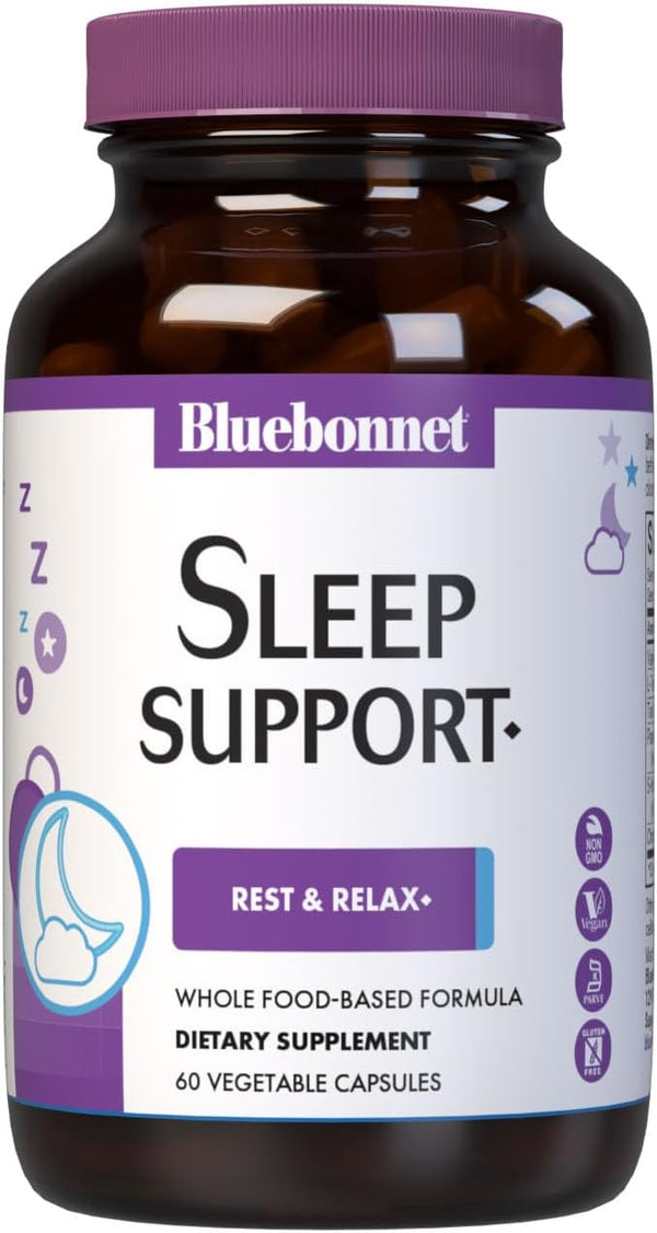 Bluebonnet Nutrition Sleep Support, Rest & Relaxation Whole Food-Based Formula*, Non-GMO, Vegan, Gluten-Free, Kosher Certified, Soy-Free,