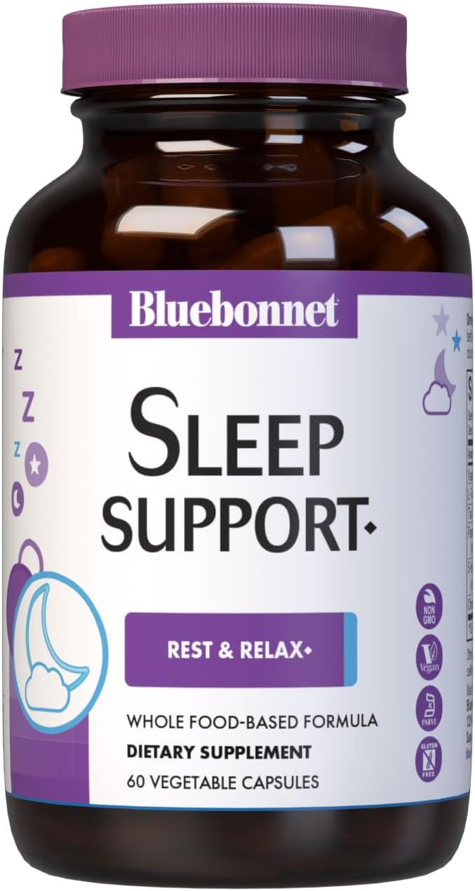 Bluebonnet Nutrition Sleep Support, Rest & Relaxation Whole Food-Based Formula*, Non-GMO, Vegan, Gluten-Free, Kosher Certified, Soy-Free,