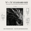 Dragon Shower Curtain for Bathroom, Black and White Boho Shower Curtain Set, Animal Fabric Modern Waterproof Bathroom Decor with 12 Hooks 72x72in