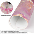 QiyI PU Leather Large Mouse Pad, Office Decor, 31.5" x 15.7", Rose Gold Pink Gold Marble 31.5" x 15.7"