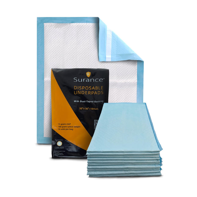 Incontinence Bed Pads - 10 Pack 30" X 36" - Waterproof Medical Pads for Seniors,