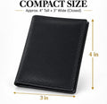Leatherboss Genuine Leather Small Slim Bifold Wallet | Credit, Debit, ID Card Holder | Compact & Stylish with Clear ID Windows | Gift for Men, Black
