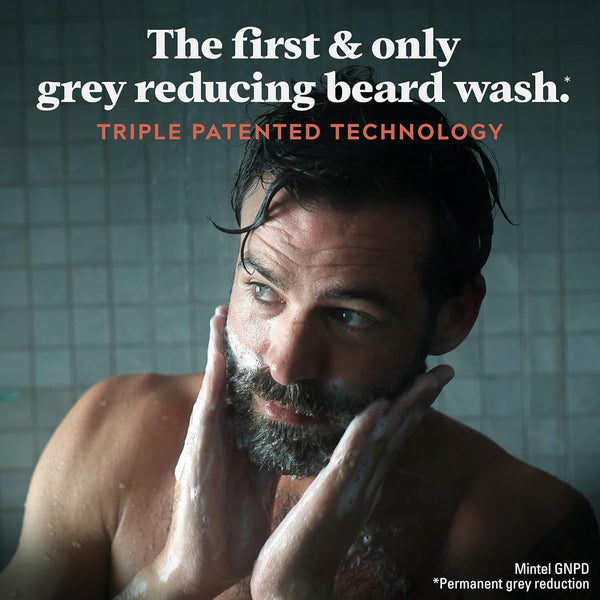 Just for Men Control GX Grey Reducing Beard Wash Shampoo with Keratin, Gradually Colors Mustache and Beard, Leaves Facial Hair Thicker Softer and