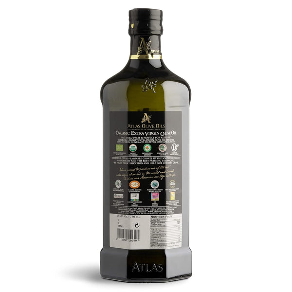 Atlas 750 Ml Organic Cold Press Extra Virgin Olive Oil with Polyphenol Rich from Morocco | Newly Harvested Unprocessed from One Single Family Farm