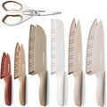 Astercook Knife Set, 13 Pieces Kitchen Knives Set with Healthy Anti-Rust Coating, Dishwasher Safe, Stainless Steel Chef Knife Sets with 6 Blade