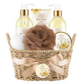 Bath and Body Warm Vanilla Sugar Spa Gifts for Women, with Shower Gel, Bubble Bath, Body Lotion, Bath Bomb, Bath Salt, Spa Basket Gift Set for