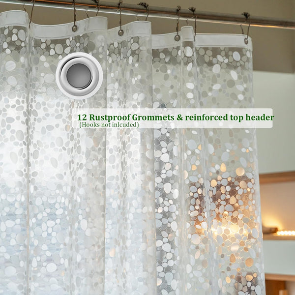 Shower Curtain Liner 75inches Long, EVA Waterproof Weighted Heavy Duty Bathroom Shower Liner with 3 Strong Magnets and 12 Rust Proof Grommets,