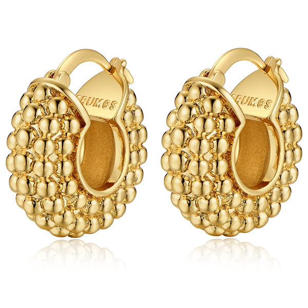 FRUMOS 18K Gold Plated Chunky Hoop Earrings for Women Fashion Thick Gold Hoops Set Jewelry for Birthday Christmas Gifts Gold Mulberry Shape Hoop