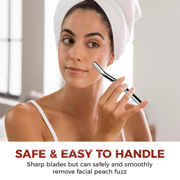ZOMCHI Eyebrow Razor and Face Razor for Women and Men, Reusable Metal Handle with 11 Refill Blades, Dermaplane Razor with Protective Silicone Cap,