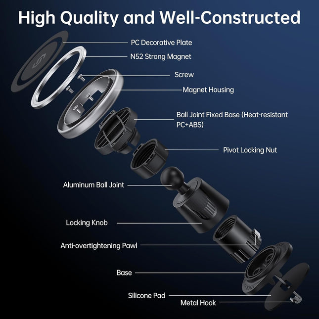 SYNCWIRE for Magsafe Car Mount, Flexible Rotation Magnetic Phone Holder for Car Vent, Hands Free Car Air Vent Phone Hold