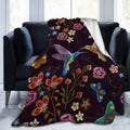 Hummingbird Bird Fleece Throw Blanket Ultra Soft Cozy Blooming Flowers Decorative Flannel Blanket All Season for Home Couch Bed Chair Travel