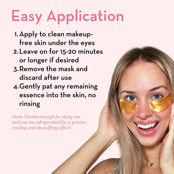 Elizabeth Mott 24K Gold Under Eye Patches, 20 Pairs | Cooling Facial Massager, Reduces Puffiness & Under-Eye Bags, Tightens Pores, Boosts