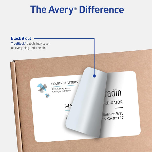 Avery Half-Sheet Printable Shipping Labels, 5.5" x 8.5" Customizable Stickers, White, 50 per Pack, 100 Blank Mailing Labels Total, Great for