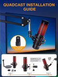 QuadCast Boom Arm, Mic Arm for Blue Yeti HyperX QuadCast SoloCast Fifine AM8 and Most Microphone, Mic Stand Desk with 3/8" to 5/8" Adapter by