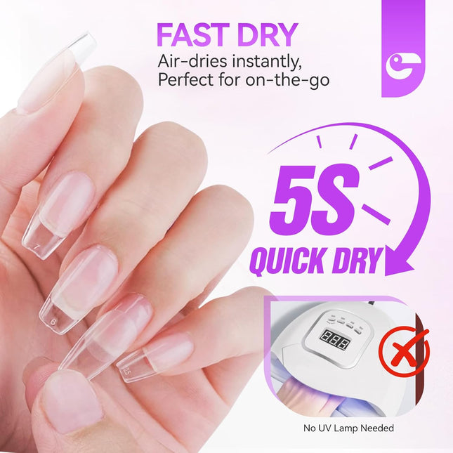 Gelike EC Peachy Jelly Nail Glue Gel - 6 in 1 Extra Strong Clear Acrylic Nails -