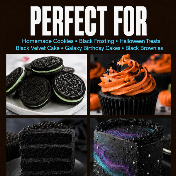 Black Cocoa Powder for Baking - Unsweetened, Extra Dark, 1 Lb | The Cocoa Trader - Dutch Processed, Alkalized - Natural Jet Black Food Coloring