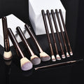 10 Piece Black brown Makeup Brushes - Wooden Handle with Soft Synthetic Bristles,for Face & Eye Makeup|Professional Makeup Brushes set for Women &