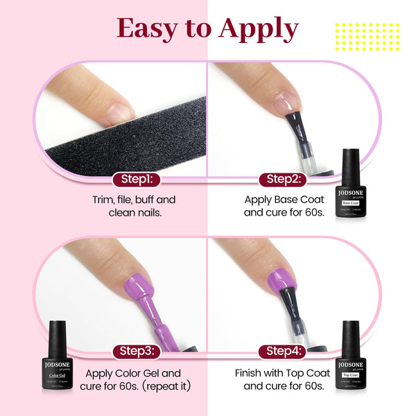 JODSONE 23 PCS Gel Polish Kit Colorful Fashion Classic Nail Gel Set 3 Bottles of Base Coat Matte and Glossy Top Coat B26