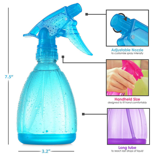 Dilabee Plastic Spray Bottles - 12Oz (3 Pack) Water Spray Bottle for Hair, Garde