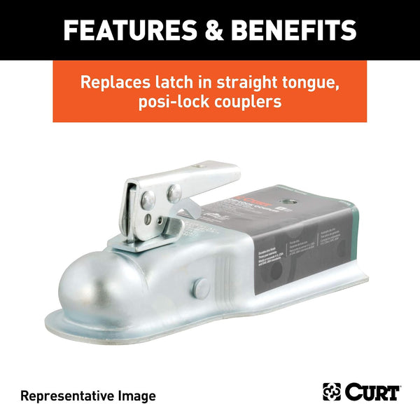 CURT 25194 Posi-Lock Coupler Replacement Latch for 2-Inch Trailer Hitch Ball, CLEAR ZINC