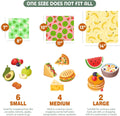 Akeeko Reusable Beeswax Food Wraps - Assorted 12 Pack, Reusable, Plastic-Free Food Storage, Sustainable Gifts, 3 Sizes (6S,4M,2L) Assorted Fruits II