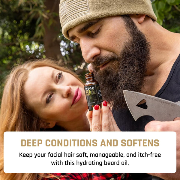 Derm Dude Mega Beard Growth Oil for Men | Formulated with Castor Oil & Jojoba Oil for Hair Growth | Promotes Thicker, Fuller Beard, Hydrates &