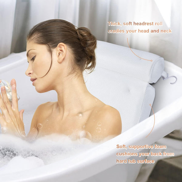Bath Pillow for Tub, Luxury Bathtub Pillow Back Neck Support Pillow, Relaxing Spa Headrest Cushion for Women Adults Gifts, Must Have Comfort