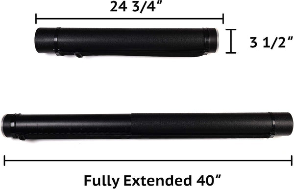 CALPALMY 2-Pack Extendable Poster Tubes Expand from 24.5” to 40” with Shoulder Strap | Carry Documents, Blueprints, Drawings and Art | Black