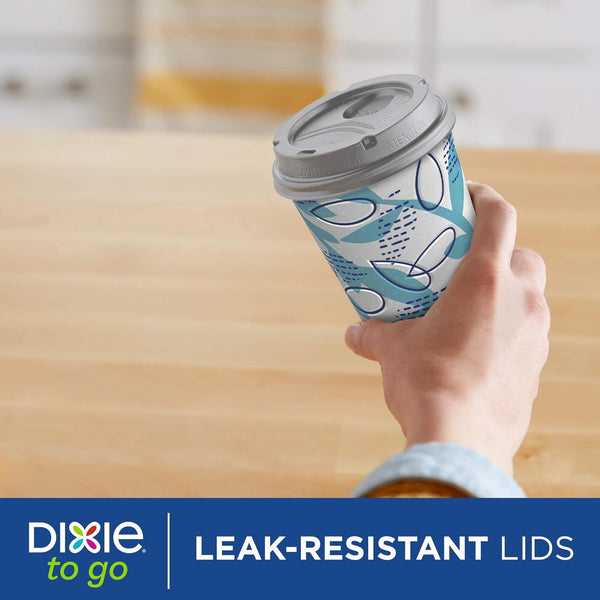Dixie to Go Medium Paper Coffee Cups with Lids, 12 Oz, 14 Count, Disposable Cups for On-The-Go Hot Beverages