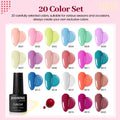 JODSONE 23 PCS Gel Polish Kit Colorful Fashion Classic Nail Gel Set 3 Bottles of Base Coat Matte and Glossy Top Coat B26