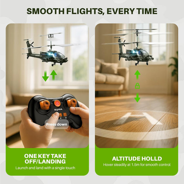 SYMA RC Helicopters, S51H Remote Control Helicopter 2.4Ghz Military Army Toys for Boys Girls Kids with Altitude Hold, One Key Take Off/Landing,