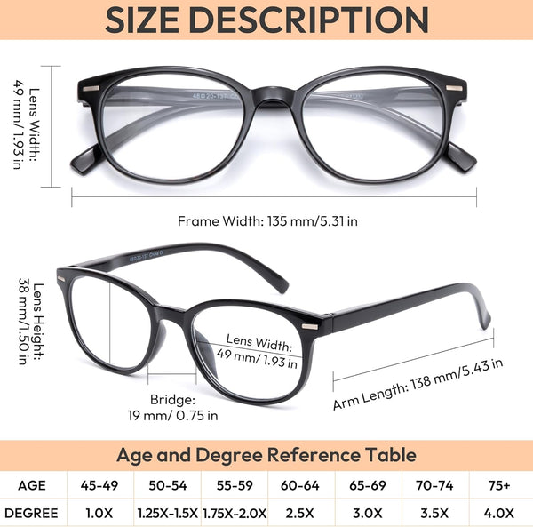 EFE Reading Glasses Readers for Women Ladies 1.5 Lightweight Full Frame Spring Hinge Eyeglasses 5 Pack (Mix Color, 1.50)