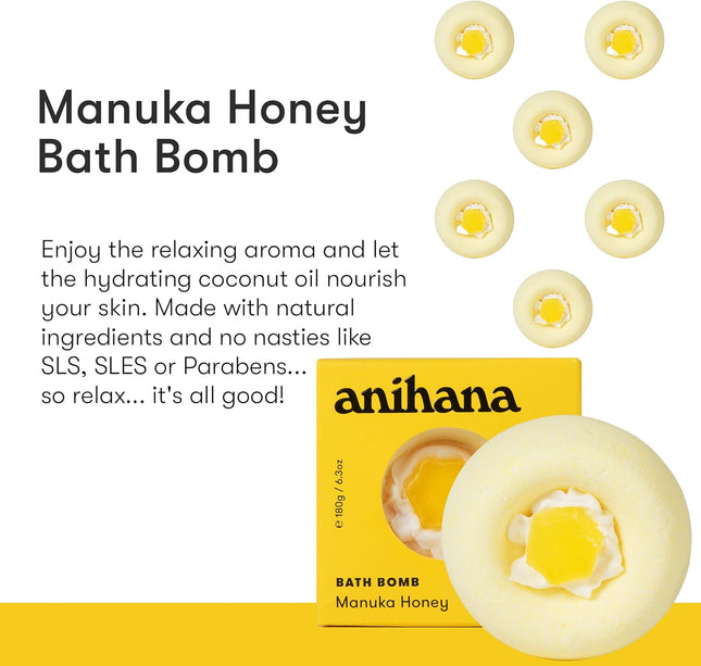 ANIHANA Bath Bombs with Coconut Oil, Paraben Free, Hand-Crafted Luxury Fizzers, Refreshing Peach Smoothie Scent, 6.3 Oz 