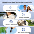 2-Pack Wireless Mini Lavalier Lapel Microphone for iPhone,iPad(Lightning) - 65ft Cordless Clip on Dual Mics with Noise Reduction 6H Working Time