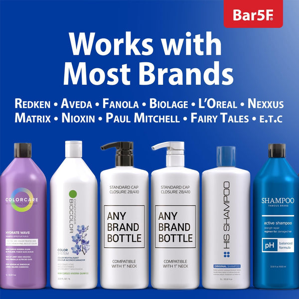 Bar5F Pumps for Shampoo and Conditioner Bottles, Salon-Brand Liters, 2 Pack | Professional-standard durability for salon-brand 1 L/33.8 oz