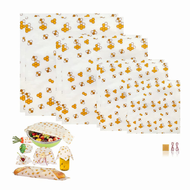 Beeswax Food Wrap (Set of 7) Sustainable Alternative to Aluminum Foil and Albal Paper - for Fruits, Vegetables, Bread, C