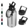 BJPKPK Half Gallon Insulated Water Bottles with Straw Lid, 64Oz Large Water Jug, Stainless Steel Bottles with 3 Lids and Paracord Handle, Thermos