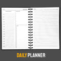 Undated Hardcover Daily Planner Notebook with Schedule Hourly Appointment Book A5(5.7" X 8.3") Spiral - Black
