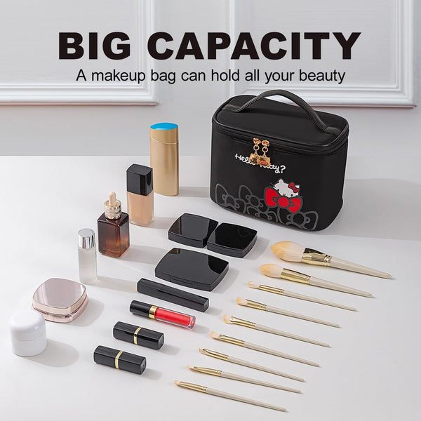 AmBealla Makeup Bag Large Waterproof Cosmetic Bags with Makeup Brush Holder, Cute Printed Makeup Organizer for Women Traveling,Portable Toiletry