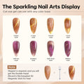 Modelones Gel Nail Polish Set, 6 Colors Nude Brown Gel Polish Glitter Burgundy Shiny Champagne Gold Magnetic Cat Eye Effect Sparkle Stunning Home