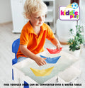 Kiddie Play Building Blocks Table for Kids 7 in 1 Activity Table Set for Toddler, with Chair & 2 Hanging Storage Boxes, Compatible with Building
