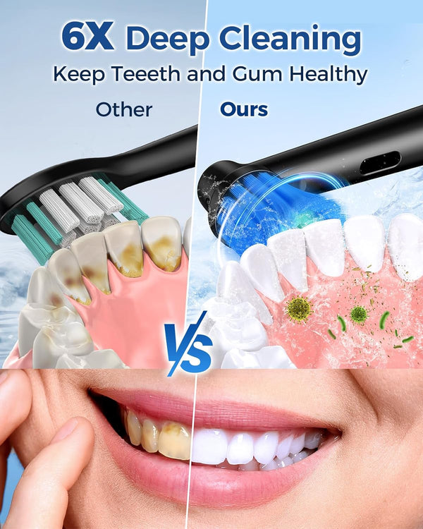 Rotating Electric Toothbrush for Adults with 8 Brush Heads, Sensitive Gum Care Electric Toothbrush with 3 Modes and 2 Min Smart Timer,