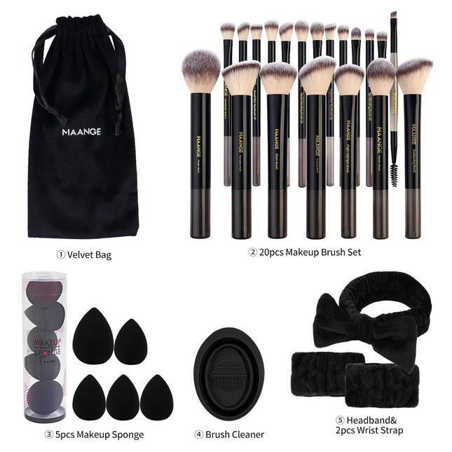 MAANGE Makeup Brushes 30 Pcs Makeup Kit, Multi-Functional Makeup Tool Set with 2