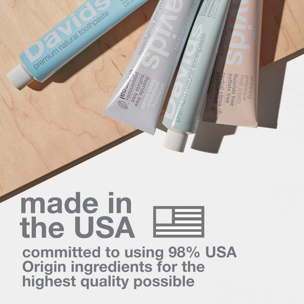Davids Fluoride Free Toothpaste, Teeth Whitening, Antiplaque, SLS (Sulfate) Free, Promotes Enamel Health, Mouth & Gum Detox, EWG Verified,
